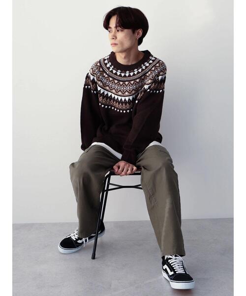 CRAFT STANDARD BOUTIQUE(クラフトスタンダードブティック)の「求心柄ニット(ニット/セーター・メンズ・アイボリー/ダークブラウン・L/LL/M)」の14枚目の写真