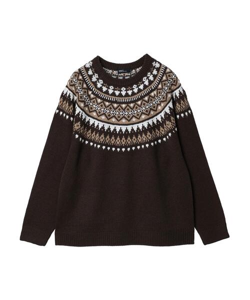 CRAFT STANDARD BOUTIQUE(クラフトスタンダードブティック)の「求心柄ニット(ニット/セーター・メンズ・アイボリー/ダークブラウン・L/LL/M)」の12枚目の写真