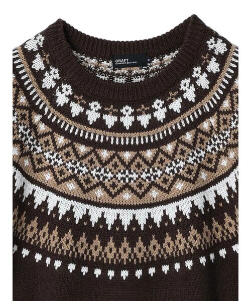 CRAFT STANDARD BOUTIQUE(クラフトスタンダードブティック)の「求心柄ニット(ニット/セーター・メンズ・アイボリー/ダークブラウン・L/LL/M)」の10枚目の写真