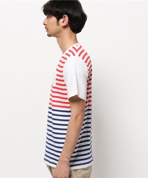 OUTLET(アウトレット)の「【CIAOPANIC TYPY】切替プリントボーダーポケTee(Tシャツ/カットソー・メンズ・レッド/イエロー・LARGE/SMALL)」の4枚目の写真