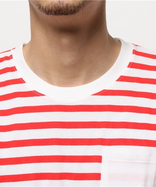 OUTLET(アウトレット)の「【CIAOPANIC TYPY】切替プリントボーダーポケTee(Tシャツ/カットソー・メンズ・レッド/イエロー・LARGE/SMALL)」の6枚目の写真