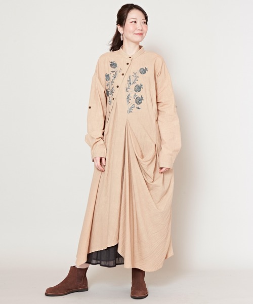 チャイハネ(チャイハネ)の「【チャイハネ】スナール変形ワンピース(ワンピース・レディース・ベージュ/チャコール/パープル/ブルー・FREE)」の1枚目の写真