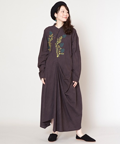 チャイハネ(チャイハネ)の「【チャイハネ】スナール変形ワンピース(ワンピース・レディース・ベージュ/チャコール/パープル/ブルー・FREE)」の3枚目の写真