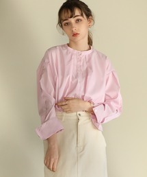 先染め / ストライプオープンスリーブブラウス