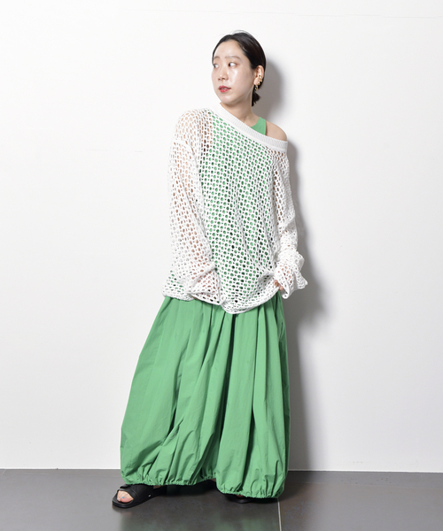 CITYSHOP(シティーショップ)の「MESH PULLOVER:ニット(ニット/セーター・レディース・ブラック/ホワイト/イエロー・FREE)」の8枚目の写真