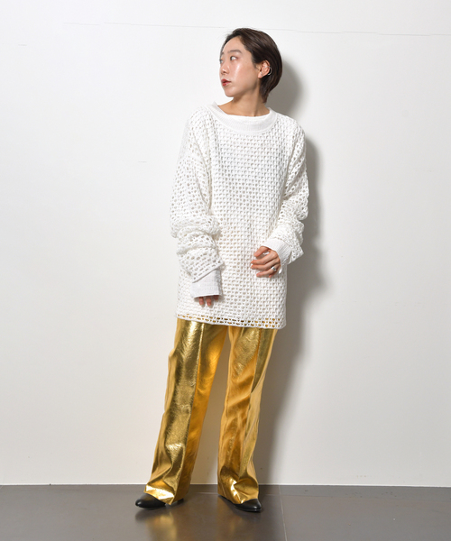CITYSHOP(シティーショップ)の「MESH PULLOVER:ニット(ニット/セーター・レディース・ブラック/ホワイト/イエロー・FREE)」の9枚目の写真