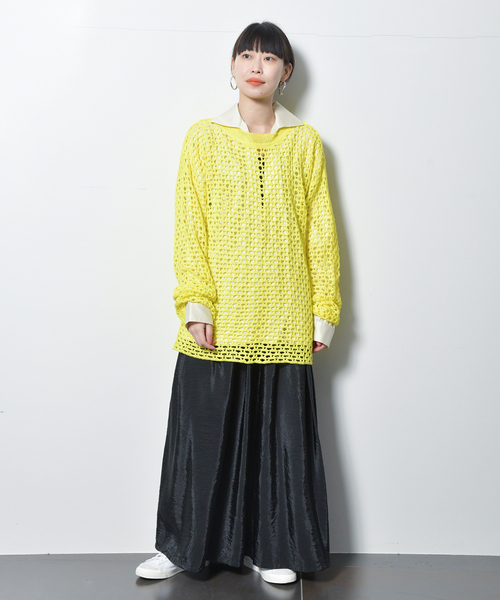 CITYSHOP(シティーショップ)の「MESH PULLOVER:ニット(ニット/セーター・レディース・ブラック/ホワイト/イエロー・FREE)」の13枚目の写真