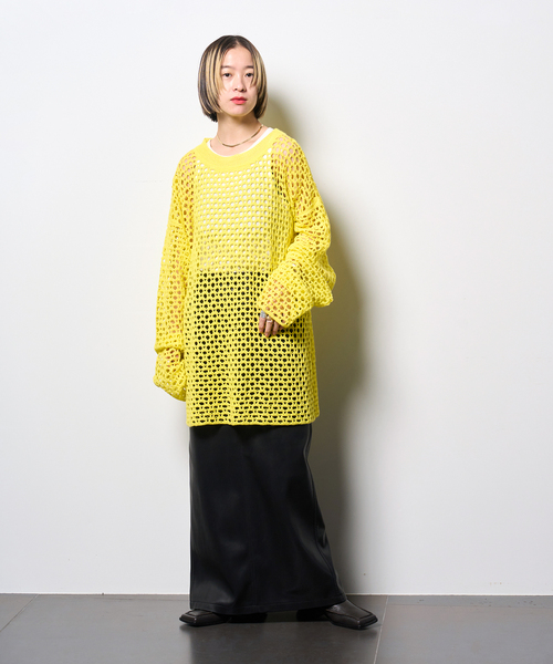 CITYSHOP(シティーショップ)の「MESH PULLOVER:ニット(ニット/セーター・レディース・ブラック/ホワイト/イエロー・FREE)」の14枚目の写真