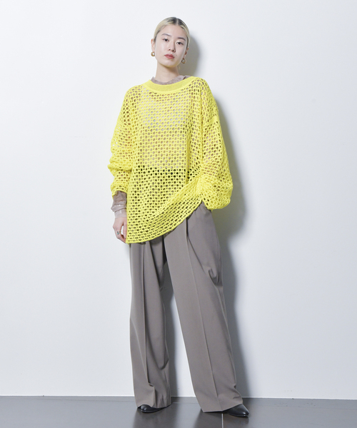 CITYSHOP(シティーショップ)の「MESH PULLOVER:ニット(ニット/セーター・レディース・ブラック/ホワイト/イエロー・FREE)」の15枚目の写真