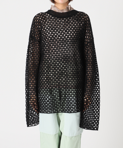 CITYSHOP(シティーショップ)の「MESH PULLOVER:ニット(ニット/セーター・レディース・ブラック/ホワイト/イエロー・FREE)」の16枚目の写真