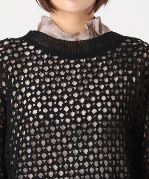 CITYSHOP(シティーショップ)の「MESH PULLOVER:ニット(ニット/セーター・レディース・ブラック/ホワイト/イエロー・FREE)」の20枚目の写真