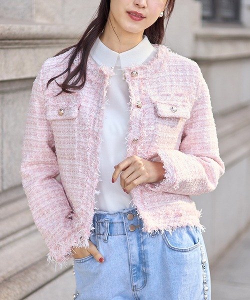 tocco closet（トッコ クローゼット）の「ノーカラーフリンジツイード