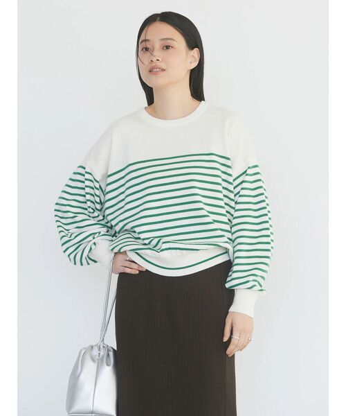 AMERICAN HOLIC（アメリカンホリック）の「袖ボリュームボーダーニットプルオーバー（ニット/セーター・レディース・グリーン系その他/イエロー系その他/レッド系その他/グレー系その他4/ブルー系その他2・L/M）」の9枚目の写真