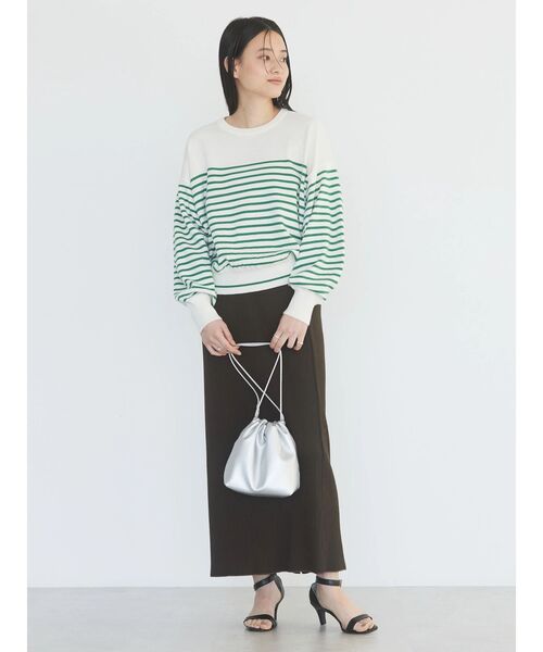 AMERICAN HOLIC（アメリカンホリック）の「袖ボリュームボーダーニットプルオーバー（ニット/セーター・レディース・グリーン系その他/イエロー系その他/レッド系その他/グレー系その他4/ブルー系その他2・L/M）」の8枚目の写真