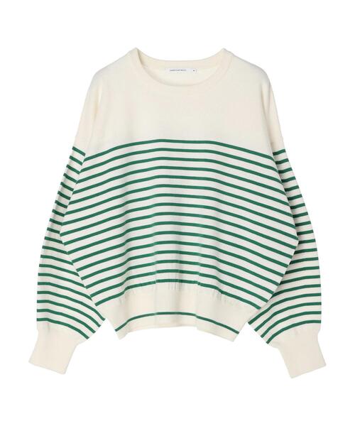 AMERICAN HOLIC（アメリカンホリック）の「袖ボリュームボーダーニットプルオーバー（ニット/セーター・レディース・グリーン系その他/イエロー系その他/レッド系その他/グレー系その他4/ブルー系その他2・L/M）」の6枚目の写真