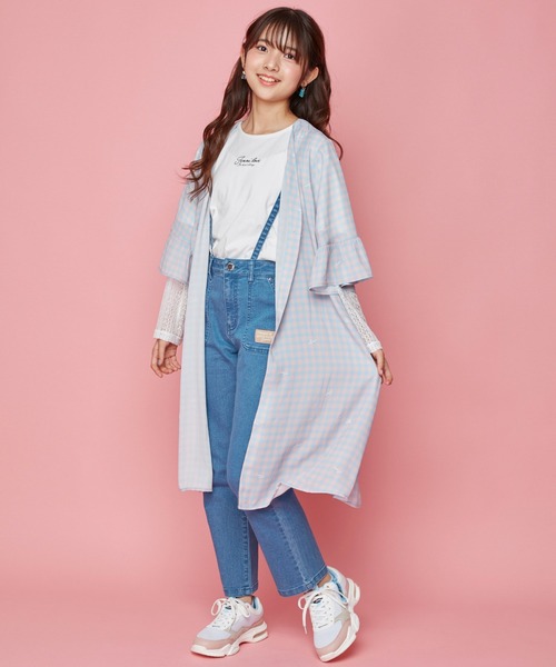 JENNI love（ジェニィラブ）の「チェックシアーロングカーデ 