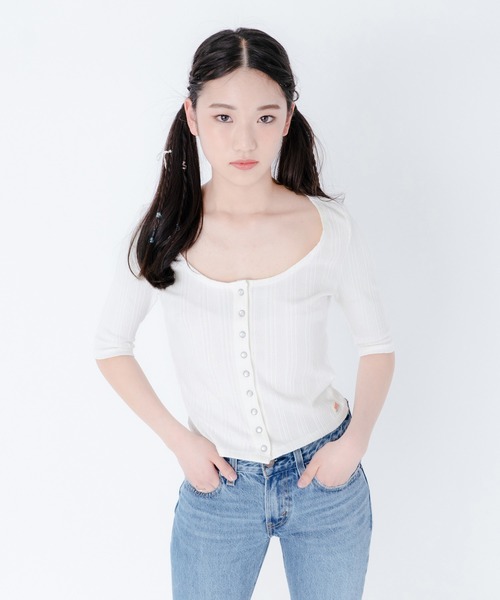 Levi's(リーバイス)の「Levi's/リーバイス DRY GOODS カーディガントップス ホワイト SUGAR SWIZZLE(カーディガン/ボレロ・レディース・マルチ・M/S/XS)」の1枚目の写真