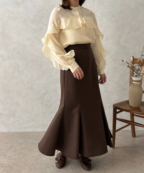 apres jour clair(アプレジュールクレア)の「【apres jour clair】フリルデザインブラウス【ZOZOTOWN限定アイテム】(シャツ/ブラウス・レディース・アイボリー/ライトブラウン・X-LARGE/フリー)」の8枚目の写真
