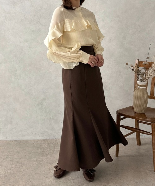 apres jour clair(アプレジュールクレア)の「【apres jour clair】フリルデザインブラウス【ZOZOTOWN限定アイテム】(シャツ/ブラウス・レディース・アイボリー/ライトブラウン・X-LARGE/フリー)」の9枚目の写真