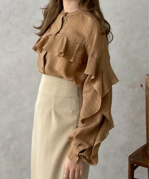 apres jour clair(アプレジュールクレア)の「【apres jour clair】フリルデザインブラウス【ZOZOTOWN限定アイテム】(シャツ/ブラウス・レディース・アイボリー/ライトブラウン・X-LARGE/フリー)」の12枚目の写真