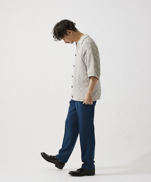 JOURNAL STANDARD relume（ジャーナルスタンダード　レリューム）の「ダイヤメッシュ 半袖ニットシャツ（シャツ/ブラウス・メンズ・ブラック/ラスタ/アイボリー・LARGE/MEDIUM）」の5枚目の写真