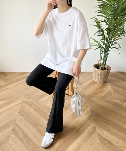 POLOCHAMPS（ポロチャンプス）の「【POLOCHAMPS/ポロチャンプス】 別注 オーバーサイズ ワンポイント刺繍 クルーネック半袖Tシャツ（Tシャツ/カットソー・レディース・ネイビー/ベージュ/ホワイト/ブラック/ダークグリーン・L/XL/M）」の16枚目の写真