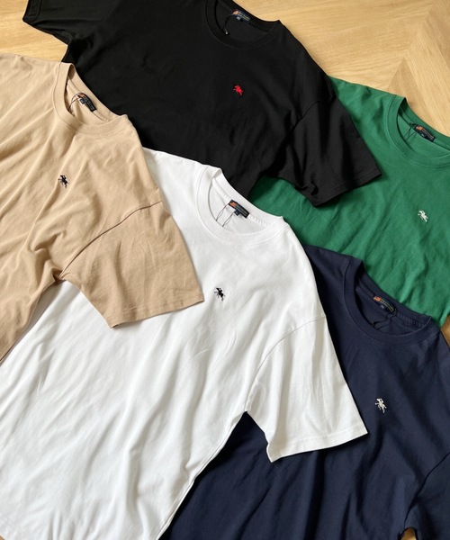 POLOCHAMPS（ポロチャンプス）の「【POLOCHAMPS/ポロチャンプス】 別注 オーバーサイズ ワンポイント刺繍 クルーネック半袖Tシャツ（Tシャツ/カットソー・レディース・ネイビー/ベージュ/ホワイト/ブラック/ダークグリーン・L/XL/M）」の17枚目の写真