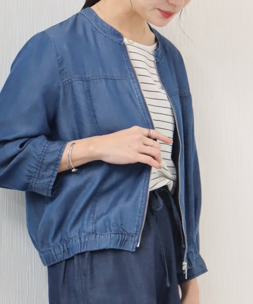 libelle more（リベル モア）の「《ウォッシャブル》リヨセルデニムハイネックブルゾン（デニムジャケット・レディース・ブルー/インディゴブルー/サックスブルー・L/M）」の2枚目の写真