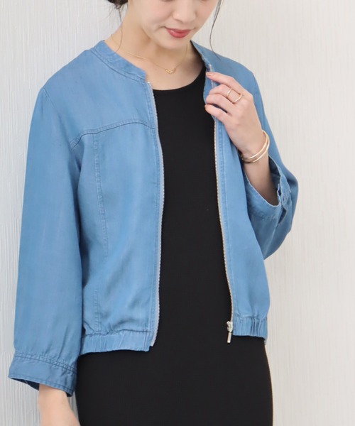 libelle more（リベル モア）の「《ウォッシャブル》リヨセルデニムハイネックブルゾン（デニムジャケット・レディース・ブルー/インディゴブルー/サックスブルー・L/M）」の3枚目の写真