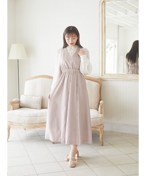 Areeam（アリーム）の「チェックジャンスカ（ジャンパースカート・レディース・ブラウン/ネイビー・FREE）」の2枚目の写真