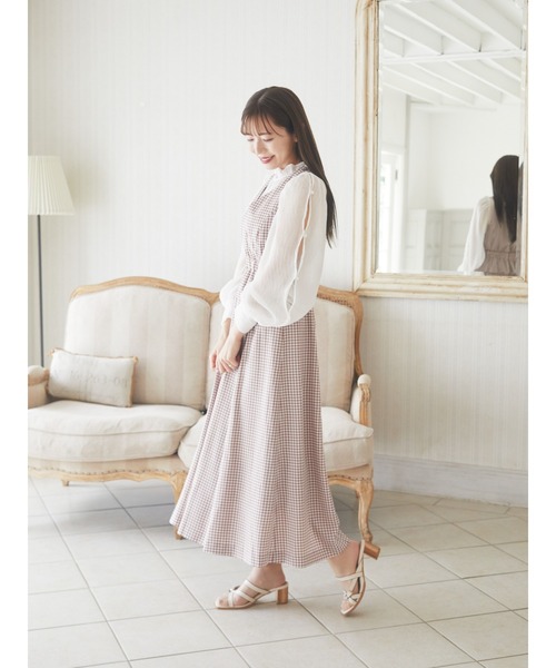 Areeam（アリーム）の「チェックジャンスカ（ジャンパースカート・レディース・ブラウン/ネイビー・FREE）」の5枚目の写真