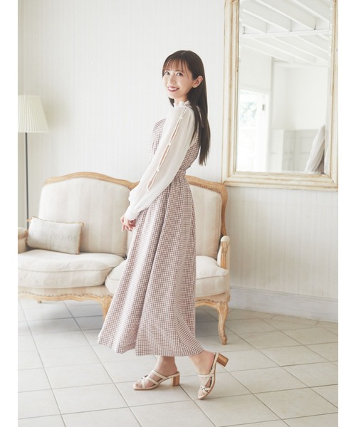 Areeam（アリーム）の「チェックジャンスカ（ジャンパースカート・レディース・ブラウン/ネイビー・FREE）」の3枚目の写真