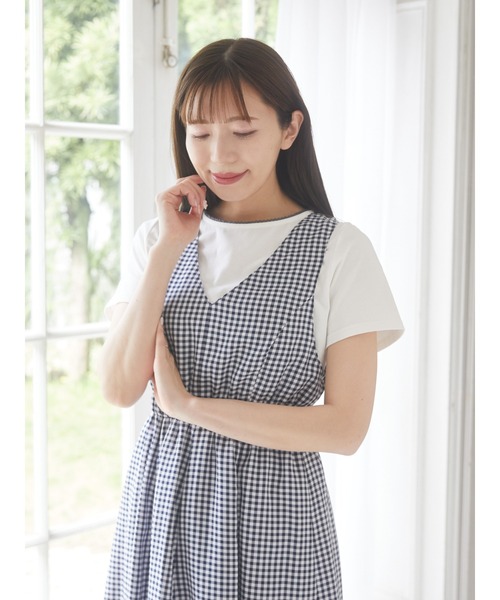 Areeam（アリーム）の「チェックジャンスカ（ジャンパースカート・レディース・ブラウン/ネイビー・FREE）」の4枚目の写真