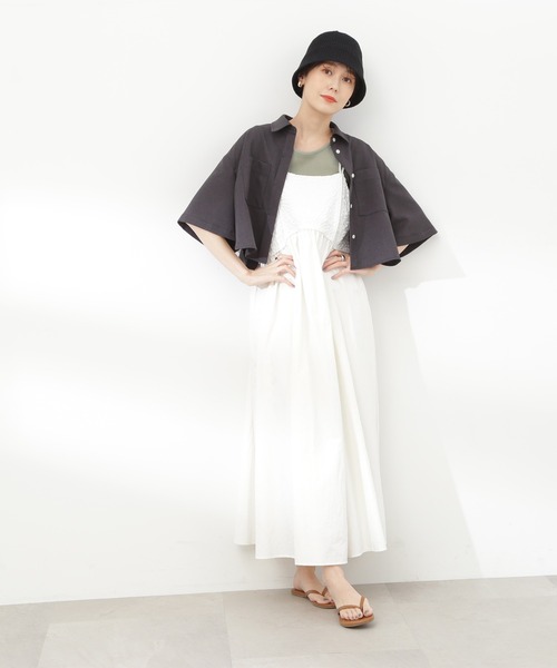 N.（N. Natural Beauty Basic）（エヌエヌナチュラルビューティーベーシック）の「◆クロップドショートシャツ（シャツ/ブラウス・レディース・サンドベージュ/チャコール/ブルー・MEDIUM）」の17枚目の写真