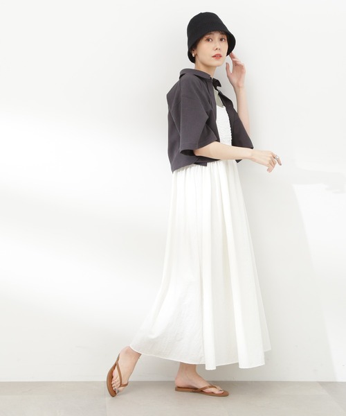 N.（N. Natural Beauty Basic）（エヌエヌナチュラルビューティーベーシック）の「◆クロップドショートシャツ（シャツ/ブラウス・レディース・サンドベージュ/チャコール/ブルー・MEDIUM）」の15枚目の写真