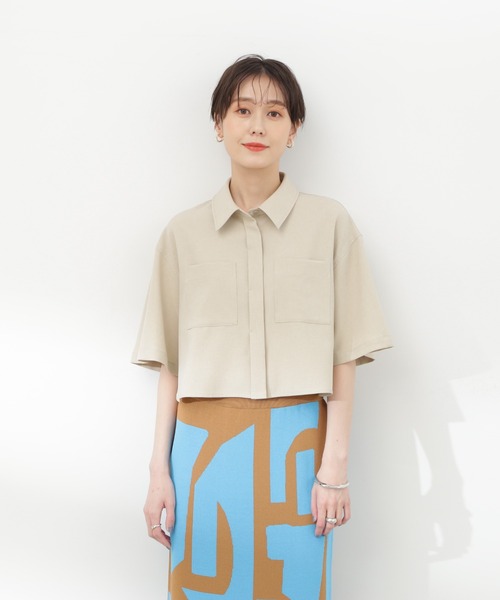 N.（N. Natural Beauty Basic）（エヌエヌナチュラルビューティーベーシック）の「◆クロップドショートシャツ（シャツ/ブラウス・レディース・サンドベージュ/チャコール/ブルー・MEDIUM）」の20枚目の写真