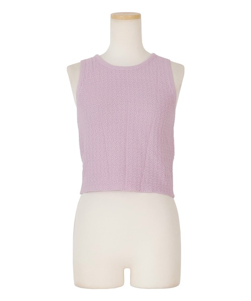 AMBIENT（アンビエント）の「鹿の子編みﾉｰｽﾘｰﾌﾞﾆｯﾄﾄｯﾌﾟｽ（タンクトップ・レディース・ブラック/ホワイト/ミント/ラベンダー・FREE）」の12枚目の写真