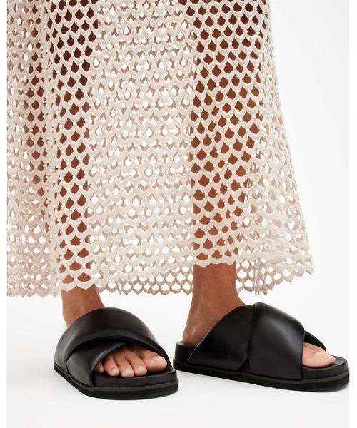 定価30,000円 allsaints SAKIクロスオーバーレザー　サンダル セール】SAKI CROSSOVER LEATHER SANDALS | SAKI クロスオーバー