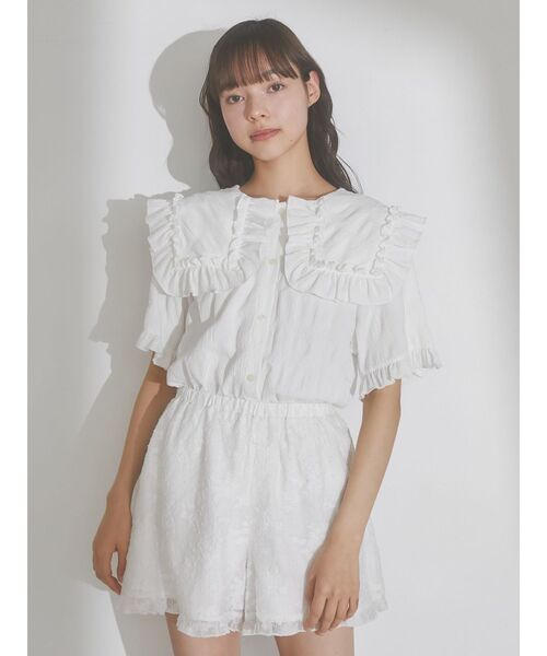 merry jenny(メリージェニー)の「ビッグフリルカラーブラウス(シャツ/ブラウス・レディース・オフホワイト/ブルー・FREE)」の14枚目の写真