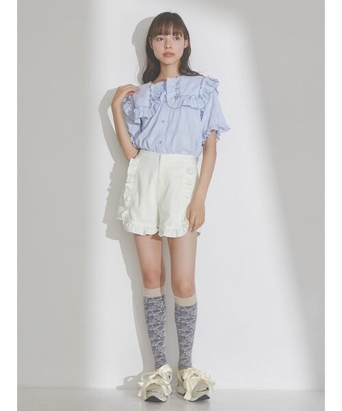 merry jenny(メリージェニー)の「ビッグフリルカラーブラウス(シャツ/ブラウス・レディース・オフホワイト/ブルー・FREE)」の15枚目の写真