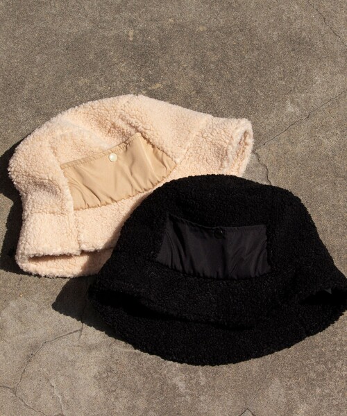 Mighty Shine（マイティシャイン）の「【Mighty Shine/マイティシャイン】Boa Silt Bucket Hat（ハット・メンズ・ブラック/ベージュ・FREE）」の3枚目の写真