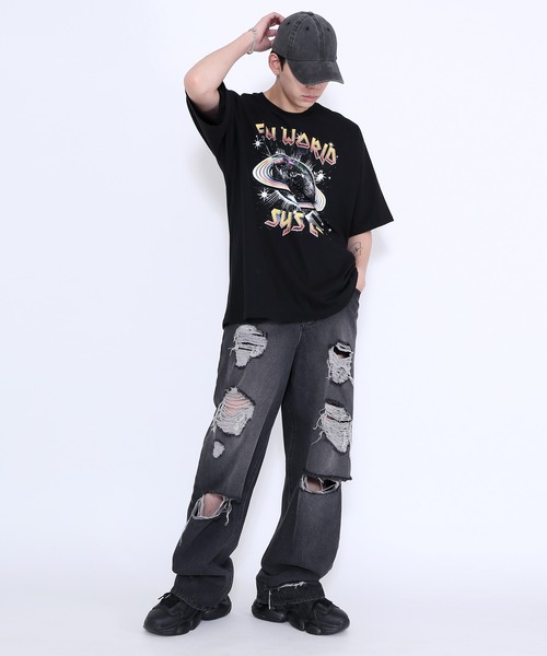 Figments（フィグメンツ）の「NEW WORLDビッグTシャツ（Tシャツ/カットソー・レディース・ブラック・FREE）」の4枚目の写真