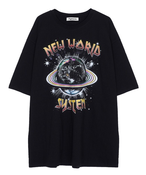 Figments（フィグメンツ）の「NEW WORLDビッグTシャツ（Tシャツ/カットソー・レディース・ブラック・FREE）」の6枚目の写真