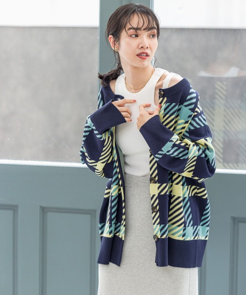 BAYFLOW（ベイフロー）の「マルチカラーチェックカーディガン