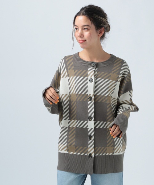 BAYFLOW（ベイフロー）の「マルチカラーチェックカーディガン（カーディガン/ボレロ・レディース・レッド/チャコール/ネイビー/ブルー・FREE）」の7枚目の写真