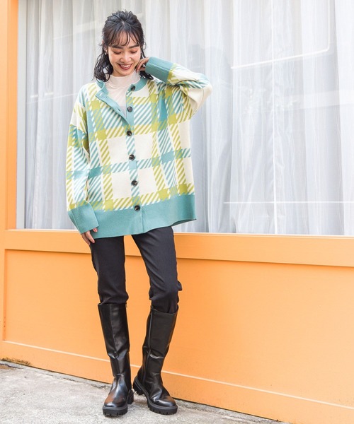 BAYFLOW（ベイフロー）の「マルチカラーチェックカーディガン（カーディガン/ボレロ・レディース・レッド/チャコール/ネイビー/ブルー・FREE）」の21枚目の写真