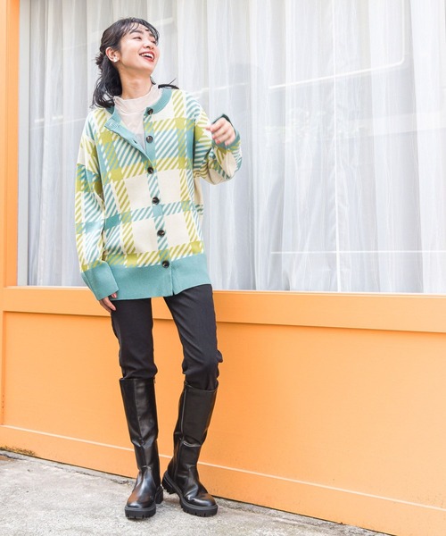 BAYFLOW（ベイフロー）の「マルチカラーチェックカーディガン（カーディガン/ボレロ・レディース・レッド/チャコール/ネイビー/ブルー・FREE）」の20枚目の写真