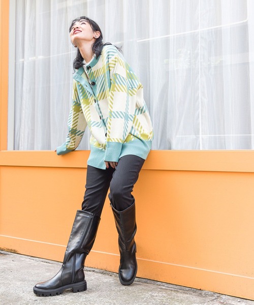 BAYFLOW（ベイフロー）の「マルチカラーチェックカーディガン（カーディガン/ボレロ・レディース・レッド/チャコール/ネイビー/ブルー・FREE）」の19枚目の写真