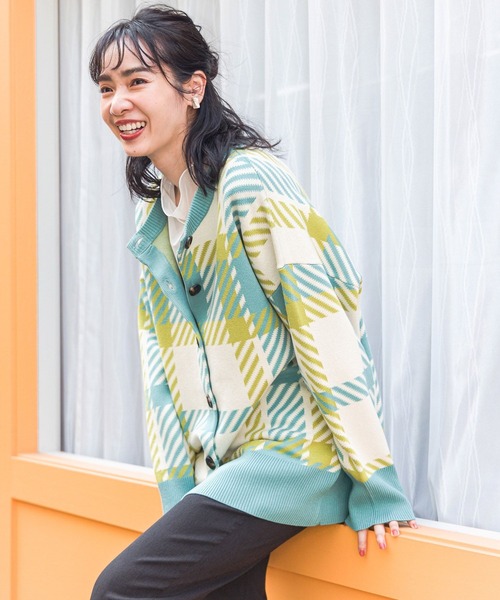 BAYFLOW（ベイフロー）の「マルチカラーチェックカーディガン（カーディガン/ボレロ・レディース・レッド/チャコール/ネイビー/ブルー・FREE）」の18枚目の写真