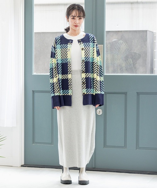 BAYFLOW（ベイフロー）の「マルチカラーチェックカーディガン（カーディガン/ボレロ・レディース・レッド/チャコール/ネイビー/ブルー・FREE）」の15枚目の写真